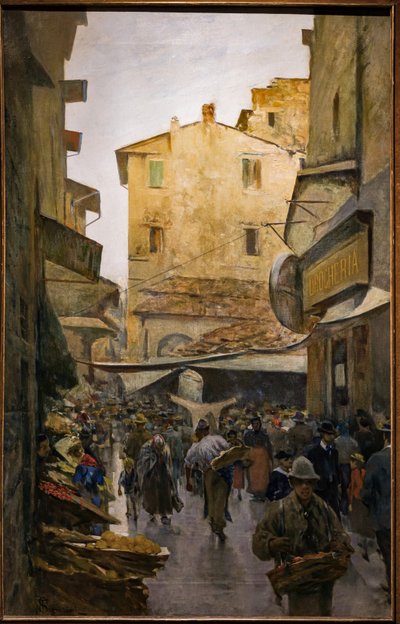 De Oude Markt vanaf Degli Speziali Straat, c.1882 door Telemaco Signorini