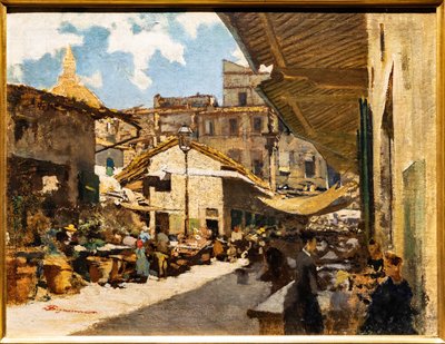 De Oude Markt in Florence door Telemaco Signorini