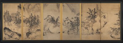 Winter- en lentelandschap, eerste helft van de 1400s door Tenshō Shūbun