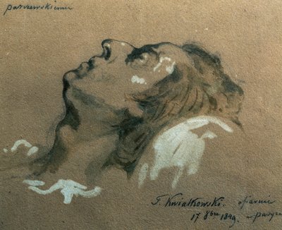 De Poolse componist en pianist Frederic Chopin (1810-1840) op zijn sterfbed door Teofil Kwiatkowski