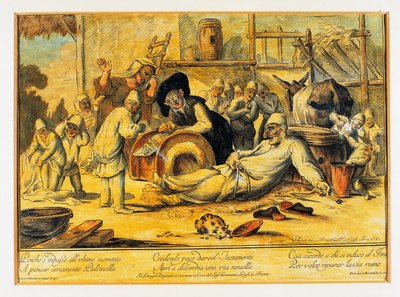 Pulcinella maakt testament door Blaise Nicolas Le Sueur