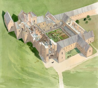 Luchtfoto van Lilleshall Abbey door Terry Ball