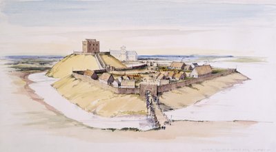 York Castle zoals het er kort na de bouw uitzag, met de Minster op de achtergrond, 1985 door Terry Ball