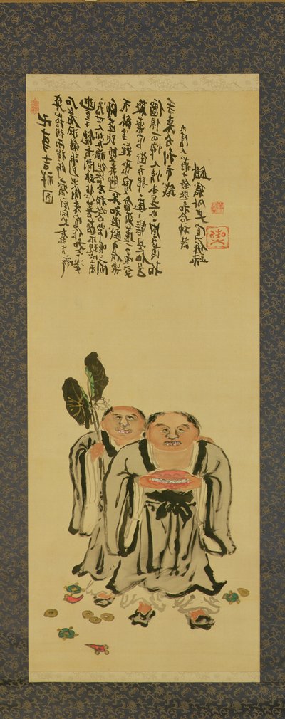 Kanzan en Jittoku door Tessai Tomioka (1836-1924) door Tessai Tomioka