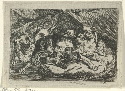 Nest met jonge hondjes door Tethart Philip Christian Haag