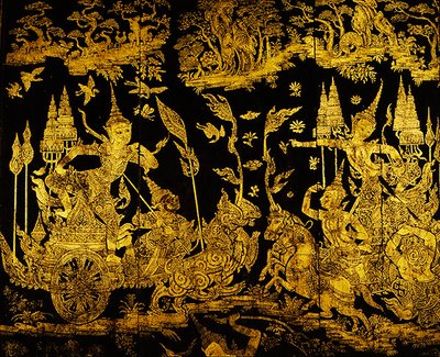 Episode uit de Ramakien, (detail) door Thai School