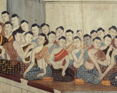Groep vrouwen met kleding en kortgeknipt haar typisch voor het 4e Regeerperiode door Thai School