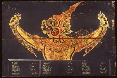 Blad van een manuscript over Thaise krijgskunst met de afbeelding van een Garuda, 1815 (wc op papier) door Thai School