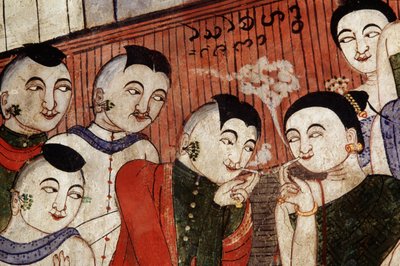 Rokende geliefden (detail) door Thai School