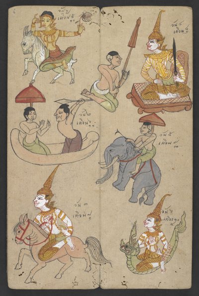 Or 16455 f.6r, Dieren uit de Dierenriem, uit Phrommachat door Thai School