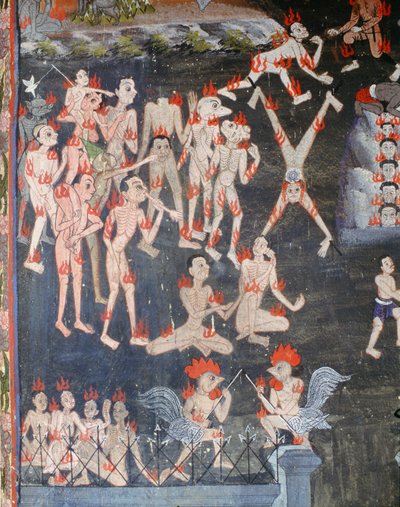 Scène van een inferno door Thai School