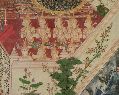 Bovennatuurlijke wezens in aanbidding, Wat Suwannaram, Thonburi, 1831 door Thai School
