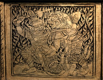 THAISE KUNST: Een episode uit de "Ramayana". Boekenkast, Bangkok Stijl door Thai School