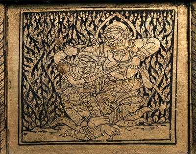 THAISE KUNST: Een episode uit de "Ramayana". Boekenkast, Bangkok Style. door Thai School