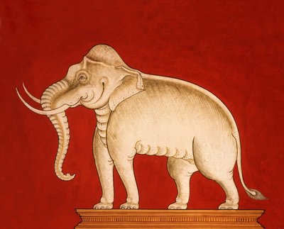 Witte olifant, pagina uit een manuscript over olifantentraining (wc op papier) door Thai School