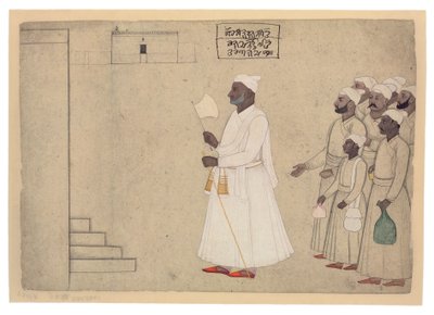Pandit Hari Saran nadert een paleis, c.1755-60 door The Family of Nainsukh