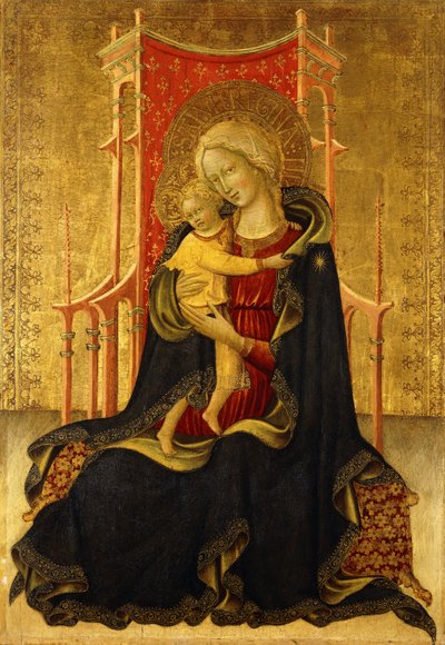De Madonna van Nederigheid door The Master of the Carrand Tondo