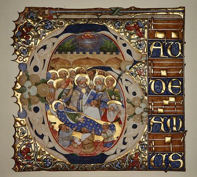 Dormitie van de Maagd, uit een gradual van Santa Mattia in Murano, Venetië, c.1450 door The Master of the Murano Gradual