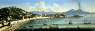 Napels, vanaf de hoogten van Posillipo met Vesuvius in de verte, 1740 door The Metropolitan Master