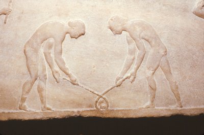 Griekse spelen van een marmeren relikwie door Themistocles