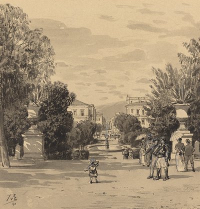 Uitzicht vanaf het Oude Koninklijke Paleis van de Hermesstraat door Themistocles von Eckenbrecher