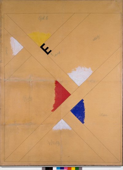 Onafgewerkte poster voor de Van Doesburg tentoonstelling door Theo van Doesburg
