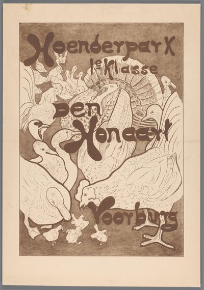 Affiche voor het Hoenderpark 1e klasse Den Honaart Voorburg door Theo van Hoytema (possibly)