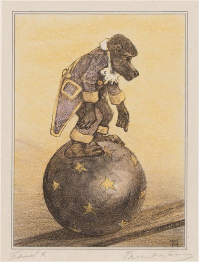 Aap op bal door Theo van Hoytema (signed by artist)