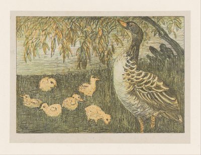 Gans met kuikens door Theo van Hoytema