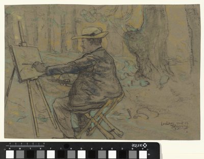 Portret van Henricus, schilderend in de Loolaan te Den Haag door Theo van Hoytema