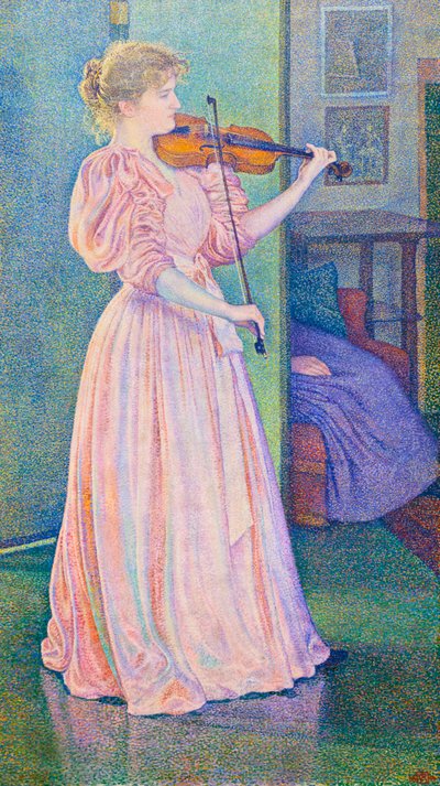 Portret van de violiste Irma Sethe door Théo van Rysselberghe