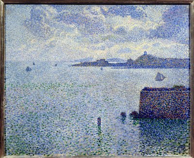 Zeilboten en estuarium door Théo van Rysselberghe