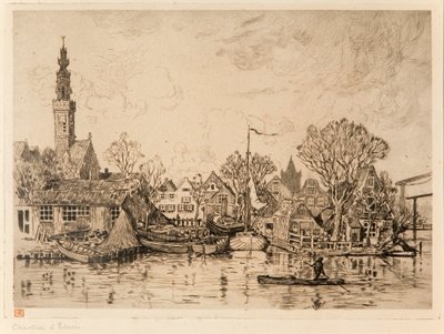 Scheepswerf in Edam (Nederland) door Théo van Rysselberghe