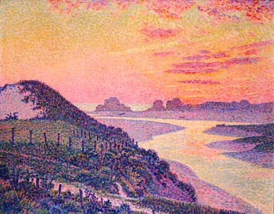 Zonsondergang in Ambleteuse, Pas-de-Calais, 1899 door Théo van Rysselberghe