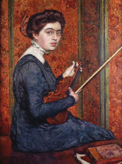 Vrouw met Viool door Théo van Rysselberghe