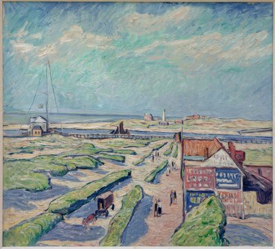 Uitzicht op de haveningang in Nieuport door Theo von Brockhusen