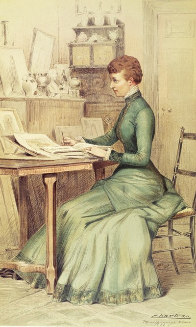 HRH De Prinses van Wales (later Koningin Alexandra) in Marlborough House, uit Vanity Fair, 1882 door Theobald Chartran