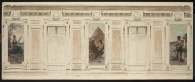 Schets voor de trouwzaal in het stadhuis van Courbevoie: Fileuse. De bruiloft. Berger, 1884 door Theobald Chartran