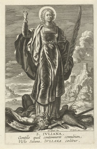 Heilige Juliana S. Jvliana (title on object) Vrouwelijke heiligen (series title) Speculum Illustratum Virginum (series title) door Theodoor Galle