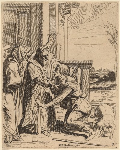 De Verloren Zoon Ontvangen door Zijn Vader door Theodoor van Thulden after Sir Peter Paul Rubens