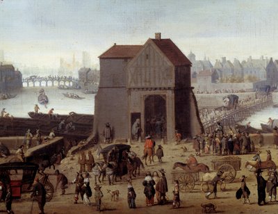 De pier en de brug van de Tournelle (detail) door Theodor (attr. to) Matham