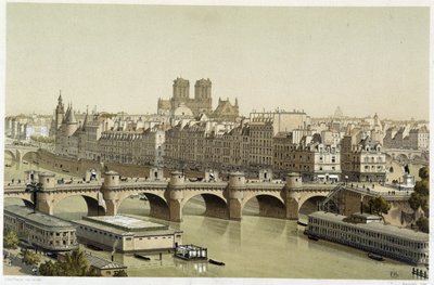 Île de la Cité en de Pont Neuf in Parijs door Theodor Josef Hubert Hoffbauer