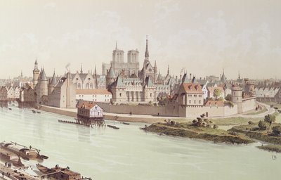 Île de la Cité in 1530 door Theodor Josef Hubert Hoffbauer