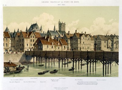 Le grand Châtelet et le pont de bois (1621-1643) - in "Paris depuis le XIIIème à nos jours" door Hoffbauer, uitgegeven door Firmin Didot & Cie door Theodor Josef Hubert Hoffbauer