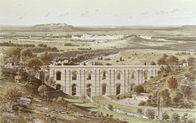 Reconstructie van het Romeinse Aquaduct van Arcueil nabij Lutetia door Theodor Josef Hubert Hoffbauer