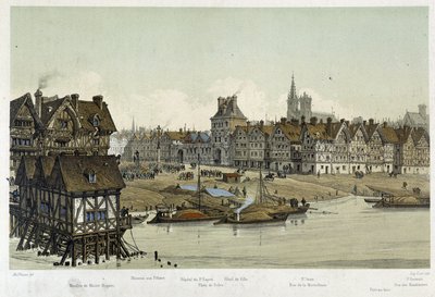 Zicht op het stadhuis van Parijs door Theodor Josef Hubert Hoffbauer