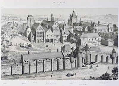 Uitzicht op de Tempel in 1450, illustratie uit 