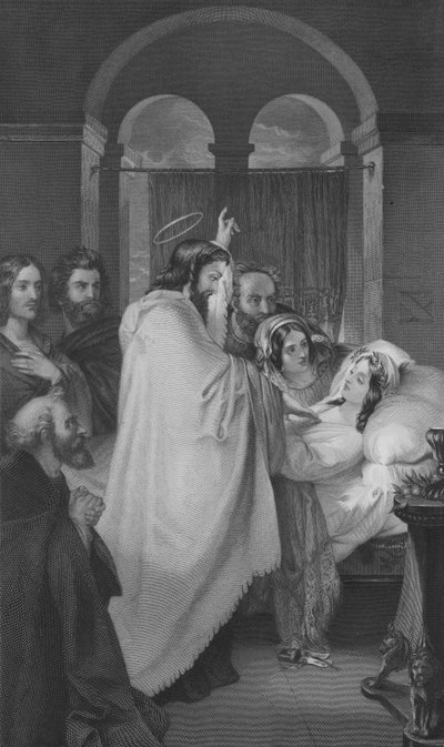 De Opwekking van de Dochter van Jairus door Theodor M. von (after) Holst