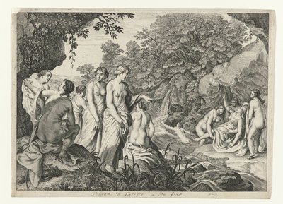 Diana ontdekt de zwangerschap van Callisto door Theodor Matham