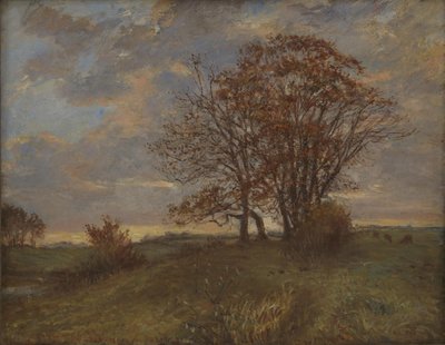 Een landschap bij Borup, Seeland. Avond door Theodor Philipsen